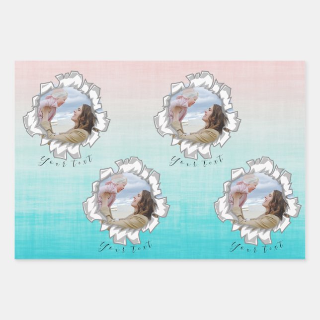 Feuille De Papier Cadeau Ajouter votre texte photo Rainbow Custom (Devant)