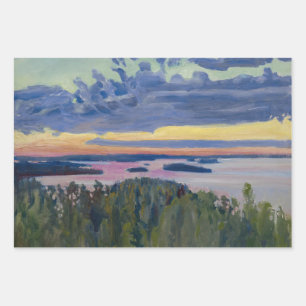 Feuille De Papier Cadeau Akseli Gallen-Kallela - Vue sur un lac au coucher