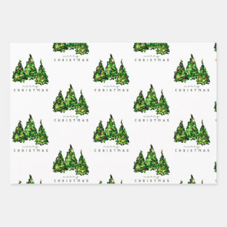 Feuille De Papier Cadeau Alcohol Ink Design Christmas Tree Gift Wrap