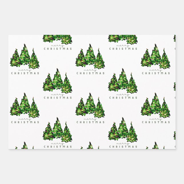 Feuille De Papier Cadeau Alcohol Ink Design Christmas Tree Gift Wrap (Devant)