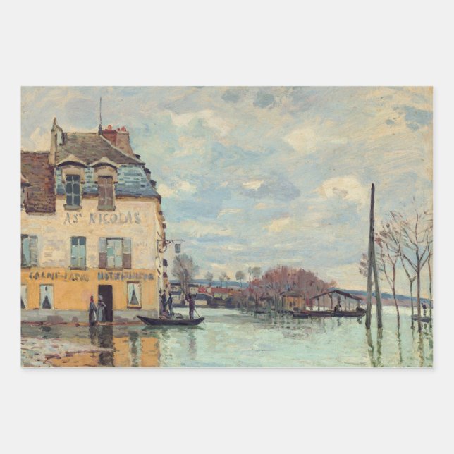 Feuille De Papier Cadeau Alfred Sisley - Inondation à Port-Marly 1872 (Devant)