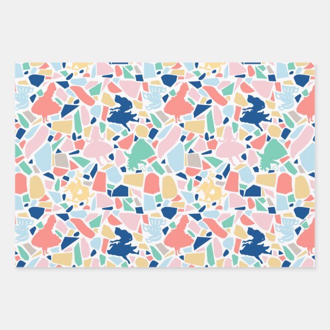Feuille De Papier Cadeau Alice au pays des merveilles| Motif de mosaïque (Devant)