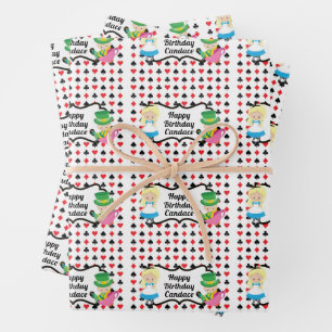 Feuille De Papier Cadeau Alice au pays des merveilles Personnalisé Noir Ro