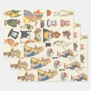 Feuille De Papier Cadeau Alice au pays des merveilles, poupée Vintage en pa