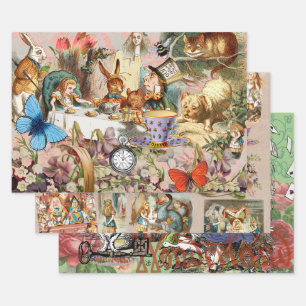 Feuille De Papier Cadeau Alice au pays des merveilles Tea Party Art