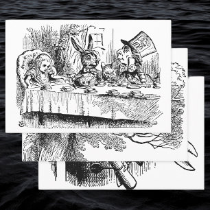 Feuille De Papier Cadeau Alice au Pays des Merveilles vintage, 3 scènes dif