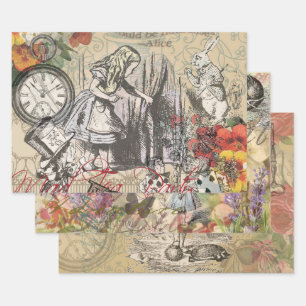 Feuille De Papier Cadeau Alice Aventures Merveilleux Rideau Classique Art