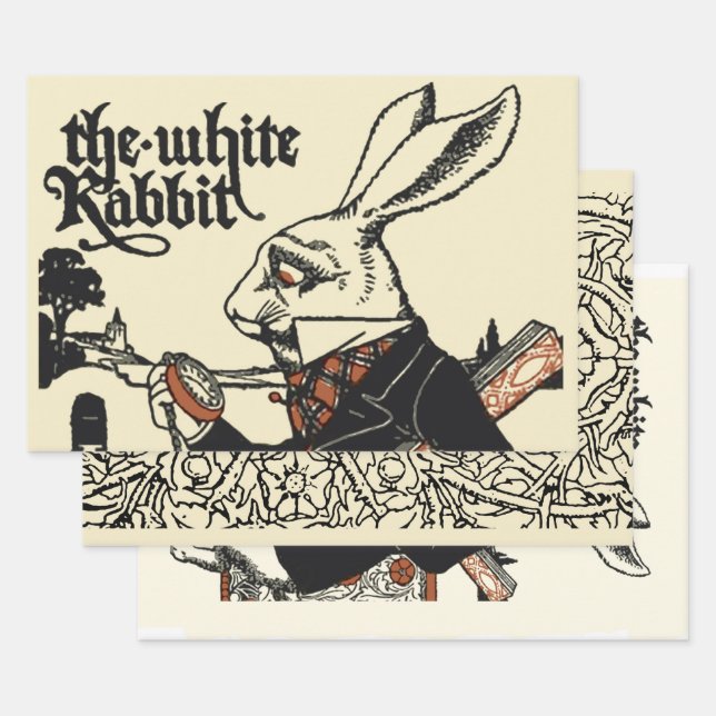 Feuille De Papier Cadeau Alice White Rabbit Classic Wonderland (Lot)