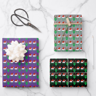 Feuille De Papier Cadeau Aliens de Noël