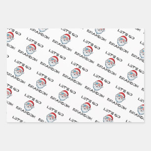 Feuille De Papier Cadeau Allez Brandon Joe Biden Père Noël Christmas Wrappi