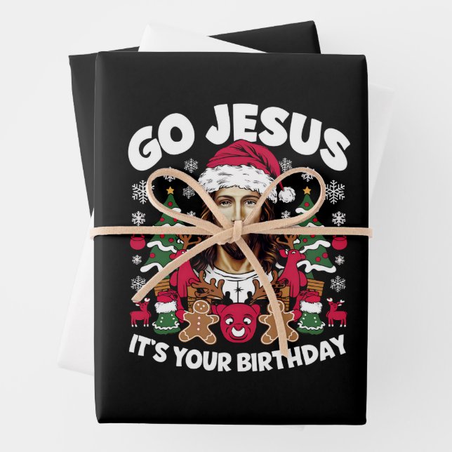Feuille De Papier Cadeau Allez Jésus C'est ton Anniversaire Vilain Chandail (En situation)