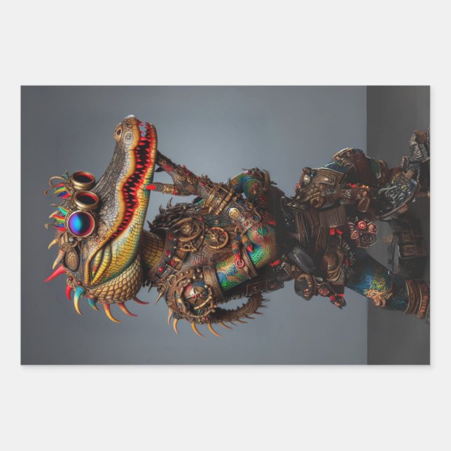 Feuille De Papier Cadeau Alligators de marécage à vapeur découpage (Devant 2)