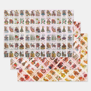 Feuille De Papier Cadeau Alphabet de Noël