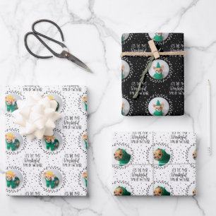 Feuille De Papier Cadeau Amant de Chien Moderne Trois Photo Noël Vacances