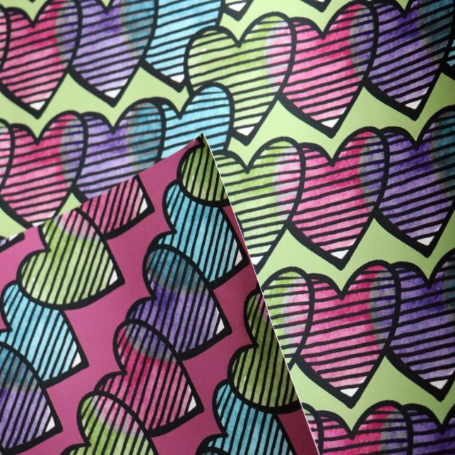Feuille De Papier Cadeau Amateurs de coeur mignon rétro la Saint Valentin (Créateur téléchargé)