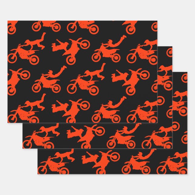 Feuille De Papier Cadeau Amateurs de motocross-saisonnier et de motocyclett (Lot)