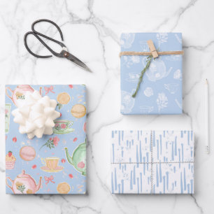 Feuille De Papier Cadeau Amateurs de thé Teapots bleus Teapots Indulgence V