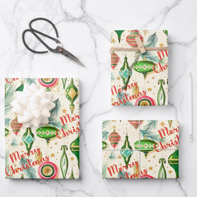Feuille De Papier Cadeau Ambiance Ornament Rétro (Recto)
