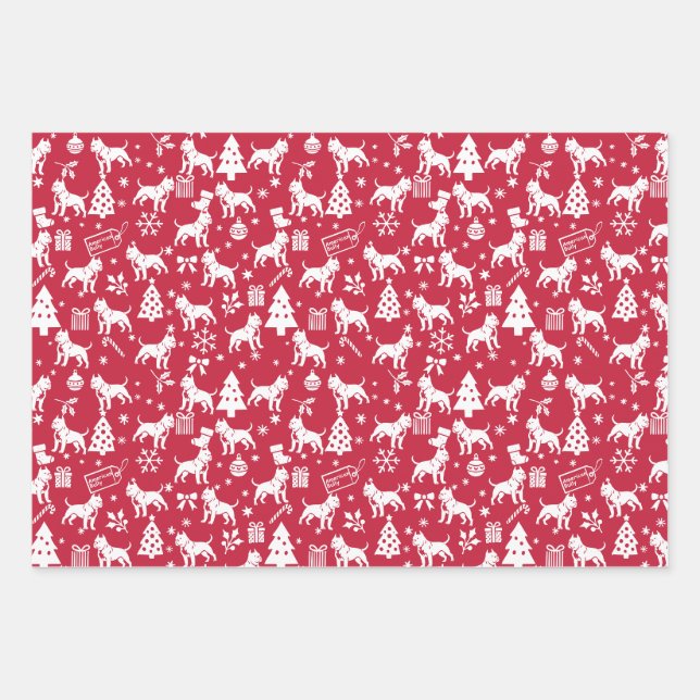 Feuille De Papier Cadeau American Bully Christmas (Devant)