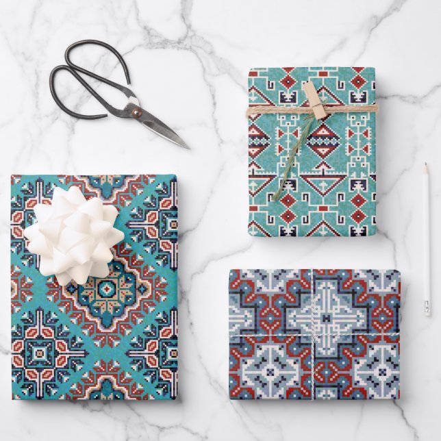 Feuille De Papier Cadeau Amérindiens Motifs navajo (Recto)