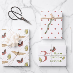 Feuille De Papier Cadeau Amour Bug Vintage Insect Nom personnalisé Annivers