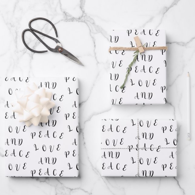 Feuille De Papier Cadeau Amour Et Paix (Recto)