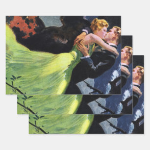 Feuille De Papier Cadeau Amour et romance vintage, baiser romantique