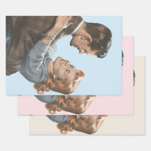 Feuille De Papier Cadeau Amour vintage Romance Nouveaux mariés Dansons-nous