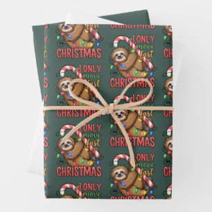Feuille De Papier Cadeau Amoureux de paresseux drôle Noël Animal mignon Xma