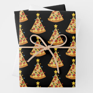 Feuille De Papier Cadeau Amoureux de pizza de Noël Repas de fêtes de Noël N