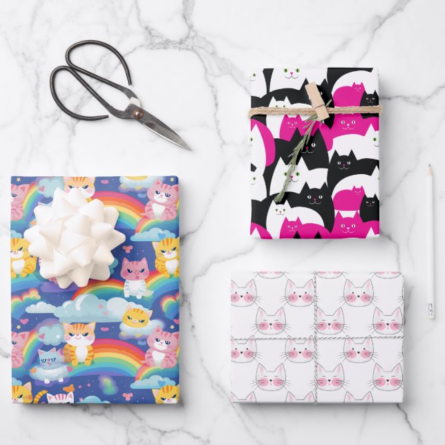 Feuille De Papier Cadeau Amoureux des chats Cute Kittens pour les enfants (Recto)
