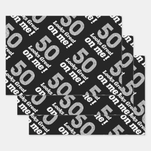 Feuille De Papier Cadeau Amusant 50e anniversaire pour elle