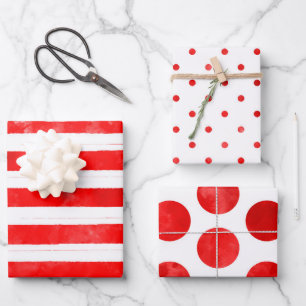 Feuille De Papier Cadeau Amusant Simple Noël Rouge Bouton Aquarelle moderne
