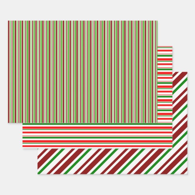 Feuille De Papier Cadeau Amusant Vert, Blanc, Rouge Style de Noël Motifs (Lot)