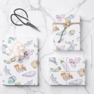 Feuille De Papier Cadeau Amusants bébés choses 