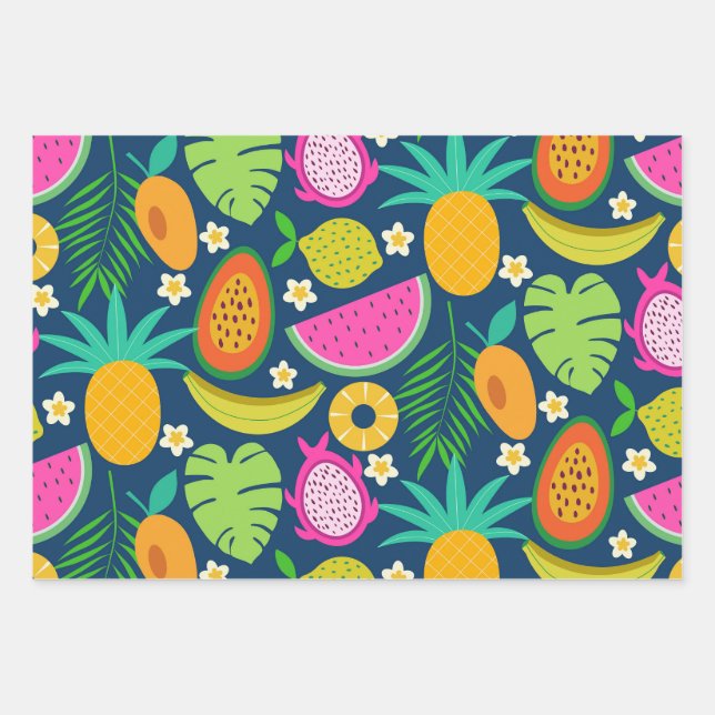 Feuille De Papier Cadeau Ananas tropical Banana (Devant)