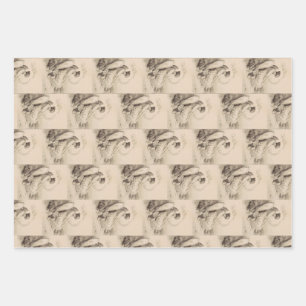 Feuille De Papier Cadeau ange chrétien assis sur une pierre