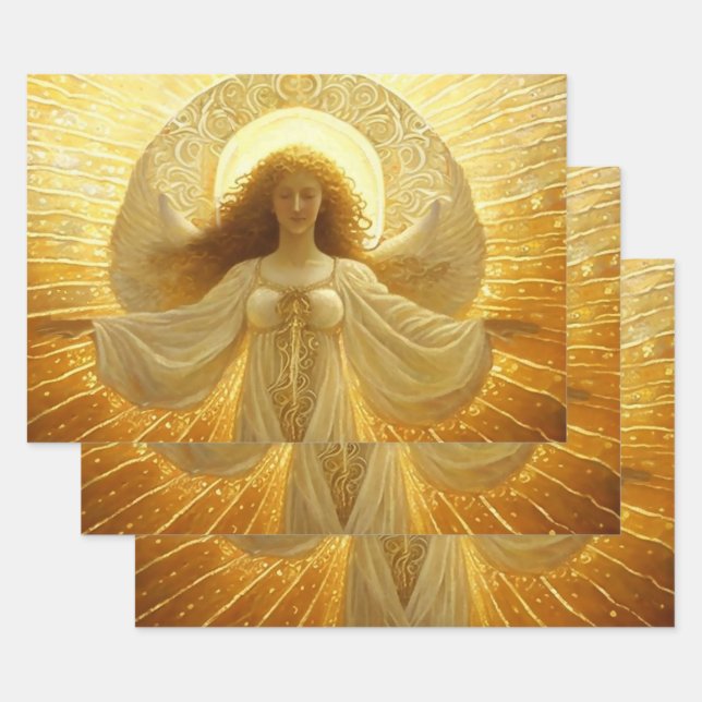 Feuille De Papier Cadeau Ange d'or Éveil de la connaissance (Lot)