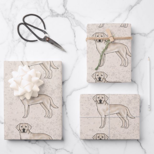 Feuille De Papier Cadeau Anglais Cream Labrador Retriever Lab Motif de chie (Recto)