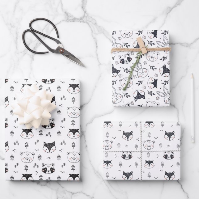 Feuille De Papier Cadeau Animal Cute Illustration (Recto)