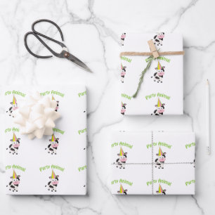 Feuille De Papier Cadeau Animal de fête !Vache