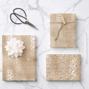 Feuille De Papier Cadeau Animal Print Gold Glitter