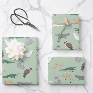 Feuille De Papier Cadeau Animaux autochtones australiens Eucalyptus Motif v