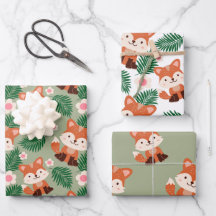 Animaux forestiers de bois Fox Floral Anniversaire