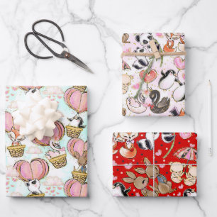 Feuille De Papier Cadeau Animaux mignons de la Saint-Valentin