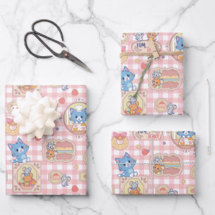 Feuille De Papier Cadeau Anime Tom et Jerry Motif de boulangerie