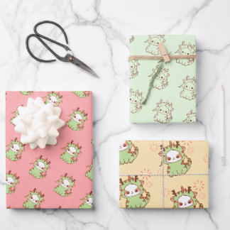 Feuille De Papier Cadeau Année du dragon Kawaii Mochi Cute Kawaii