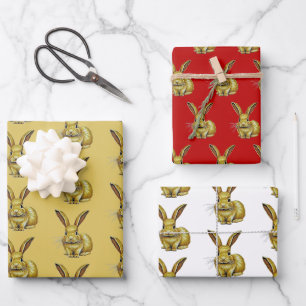 Feuille De Papier Cadeau Année du lapin Nouvel An chinois Zodiaque animal