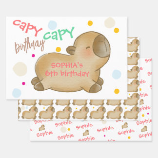 Feuille De Papier Cadeau Anniversaire de capybara Capy