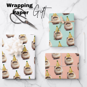Feuille De Papier Cadeau Anniversaire de Cute Kitten